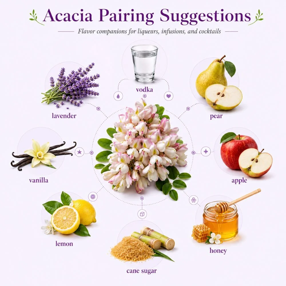 Acacia pairing suggestions for liqueur making