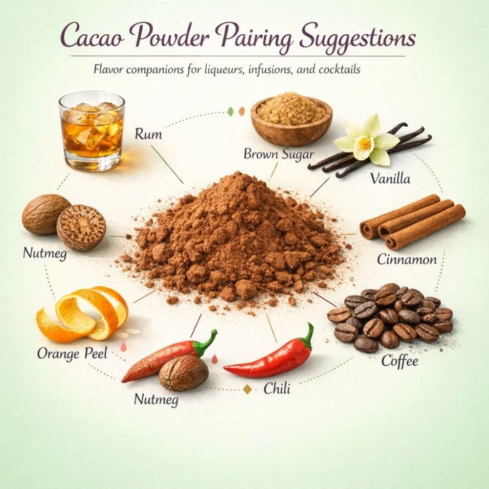 Cacao Powder pairing suggestions for liqueur making