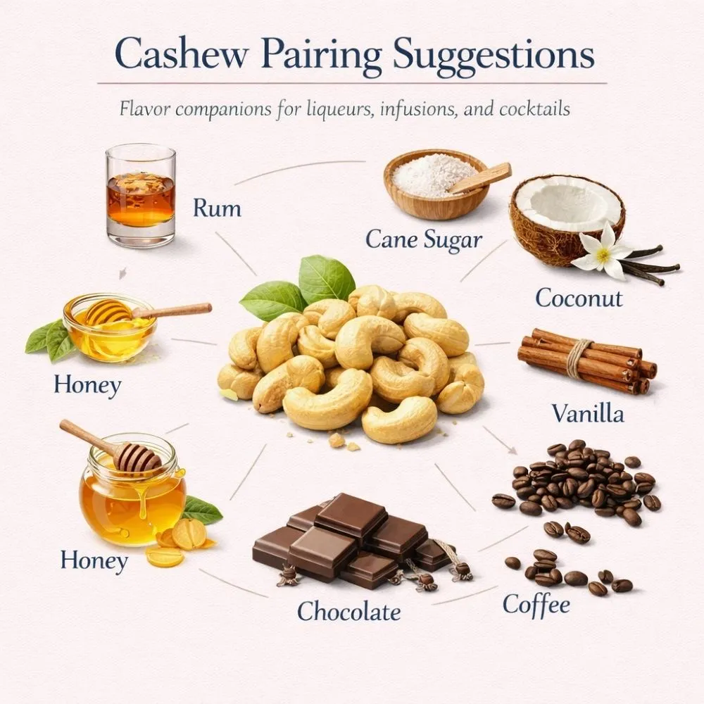 Cashew pairing suggestions for liqueur making