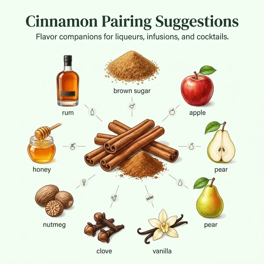 Cinnamon pairing suggestions for liqueur making