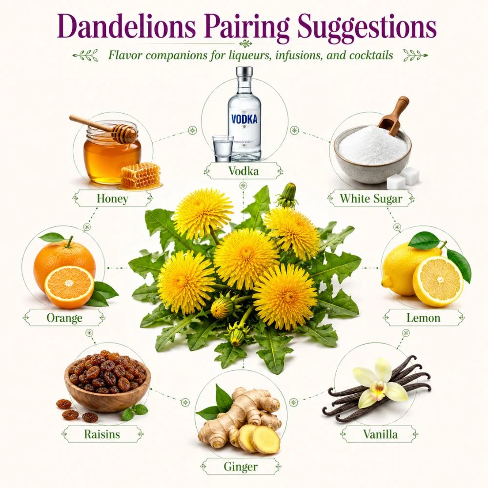 Dandelions pairing suggestions for liqueur making
