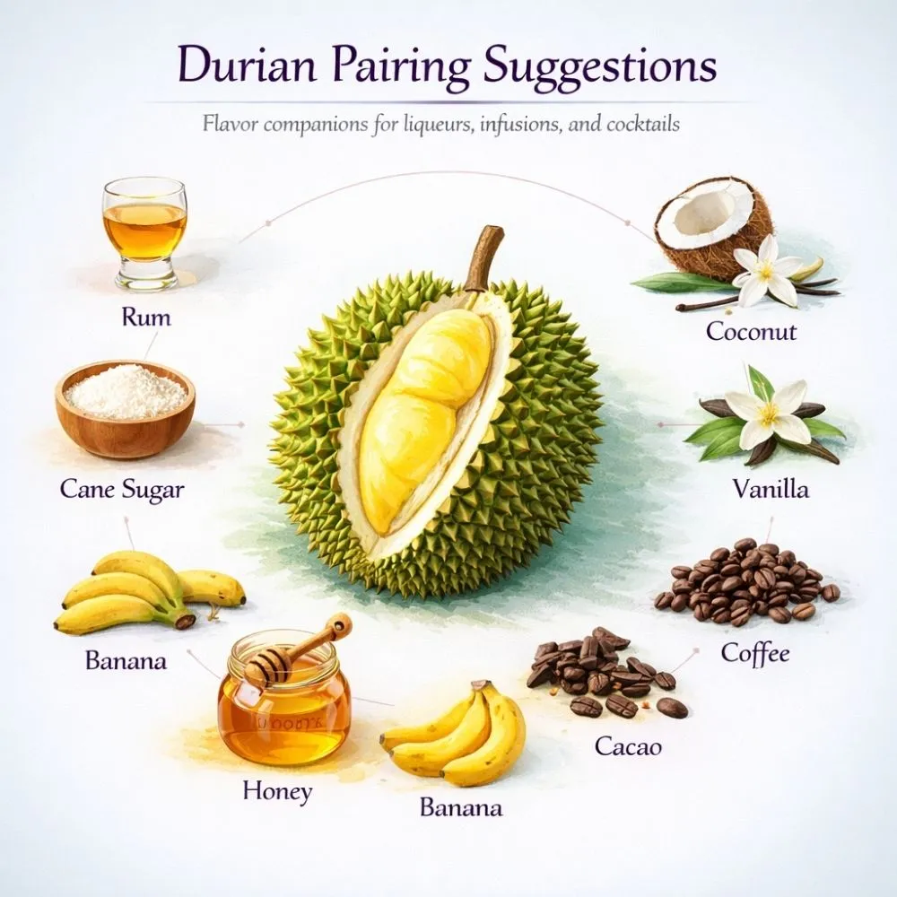 Durian pairing suggestions for liqueur making