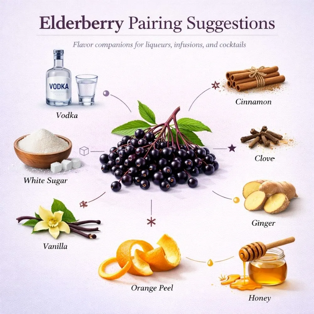 Elderberry pairing suggestions for liqueur making