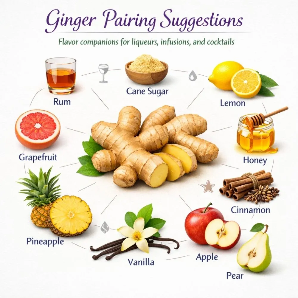 Ginger pairing suggestions for liqueur making