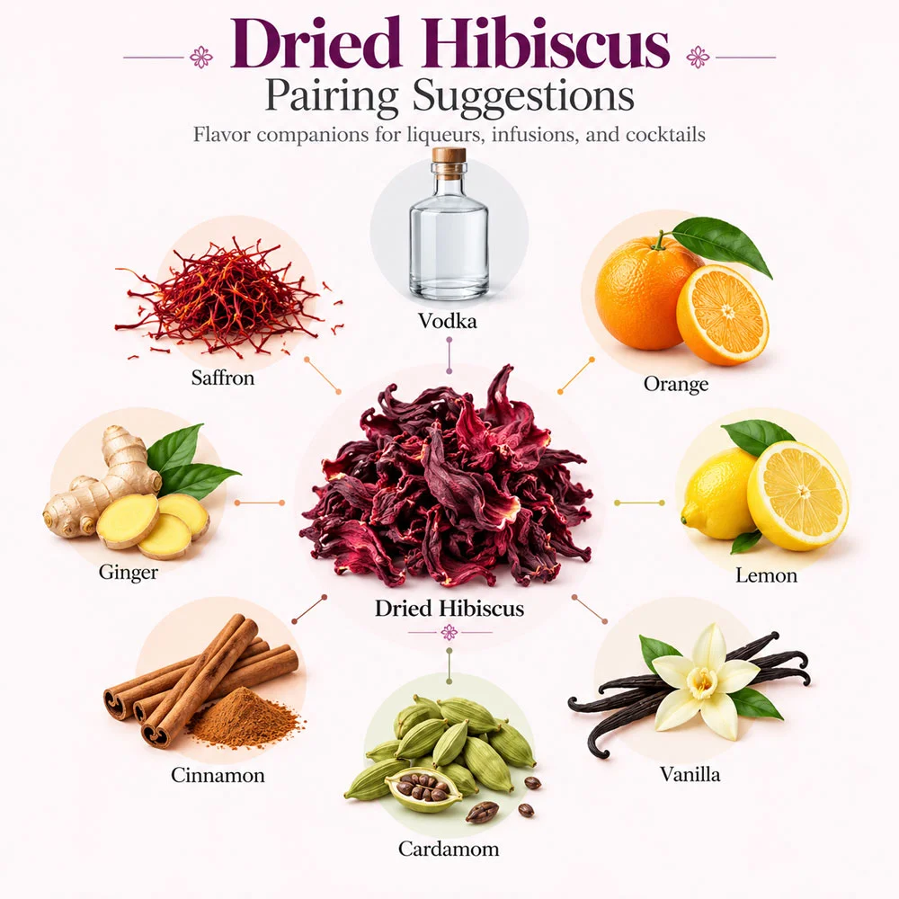 Hibiscus (Dried) pairing suggestions for liqueur making