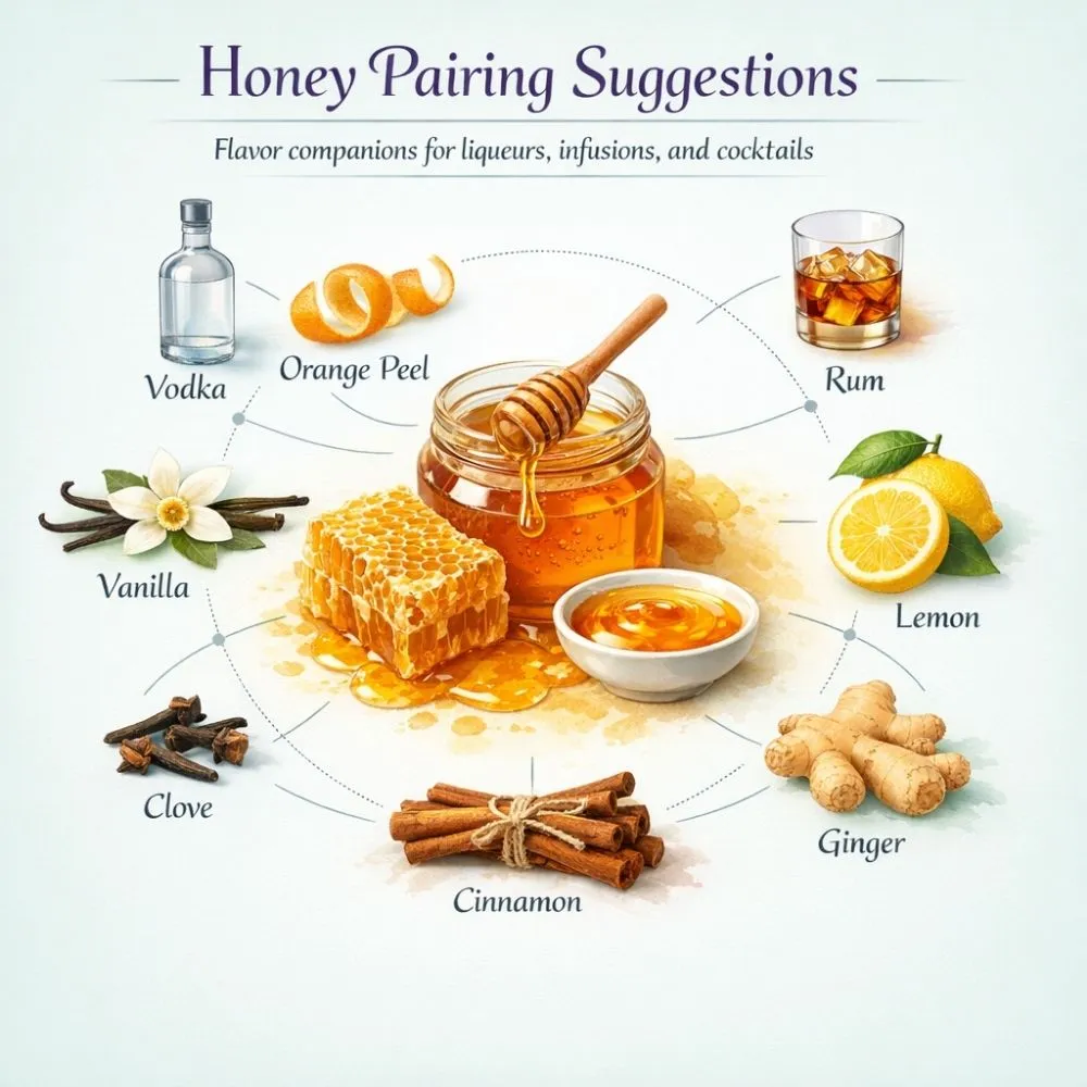 Honey pairing suggestions for liqueur making