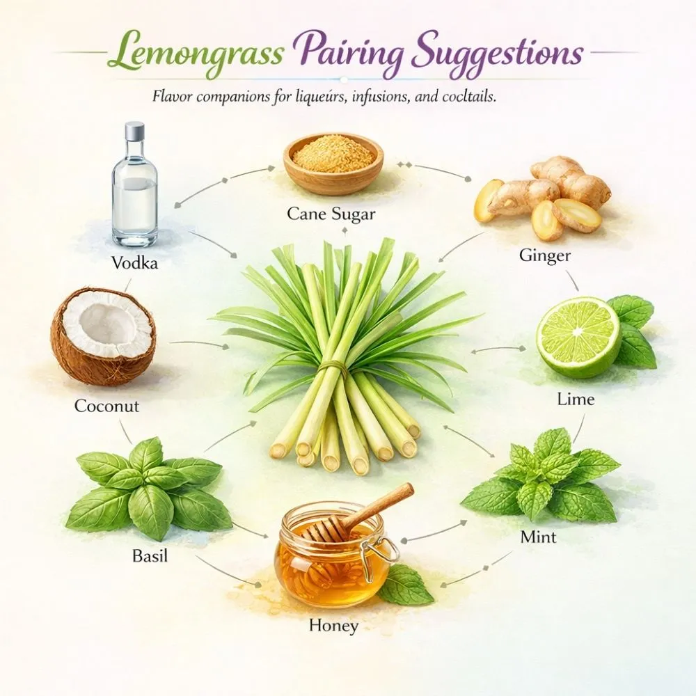 Lemongrass pairing suggestions for liqueur making