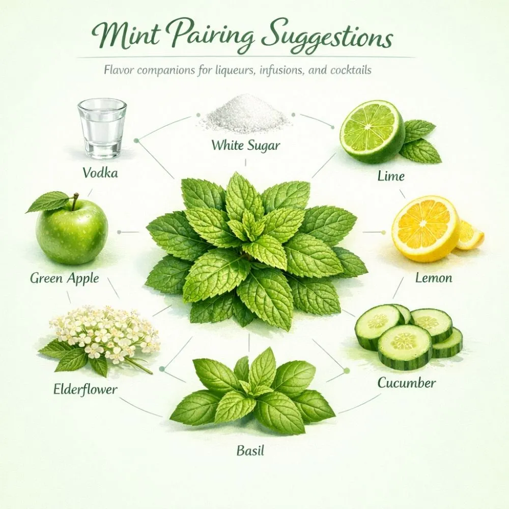 Mint pairing suggestions for liqueur making