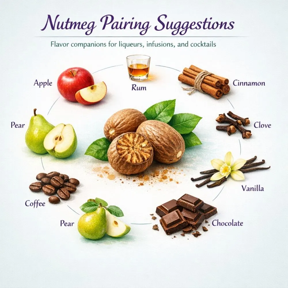 Nutmeg pairing suggestions for liqueur making