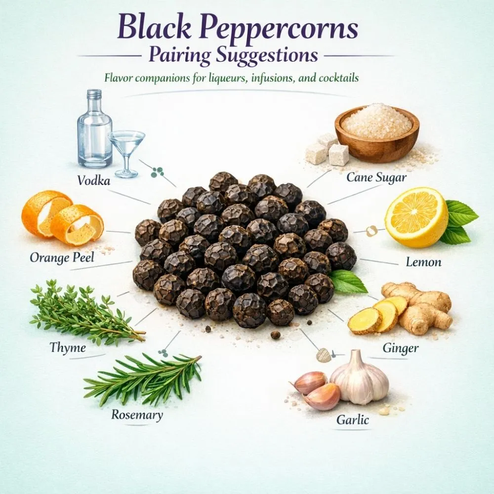 Peppercorns (Black) pairing suggestions for liqueur making