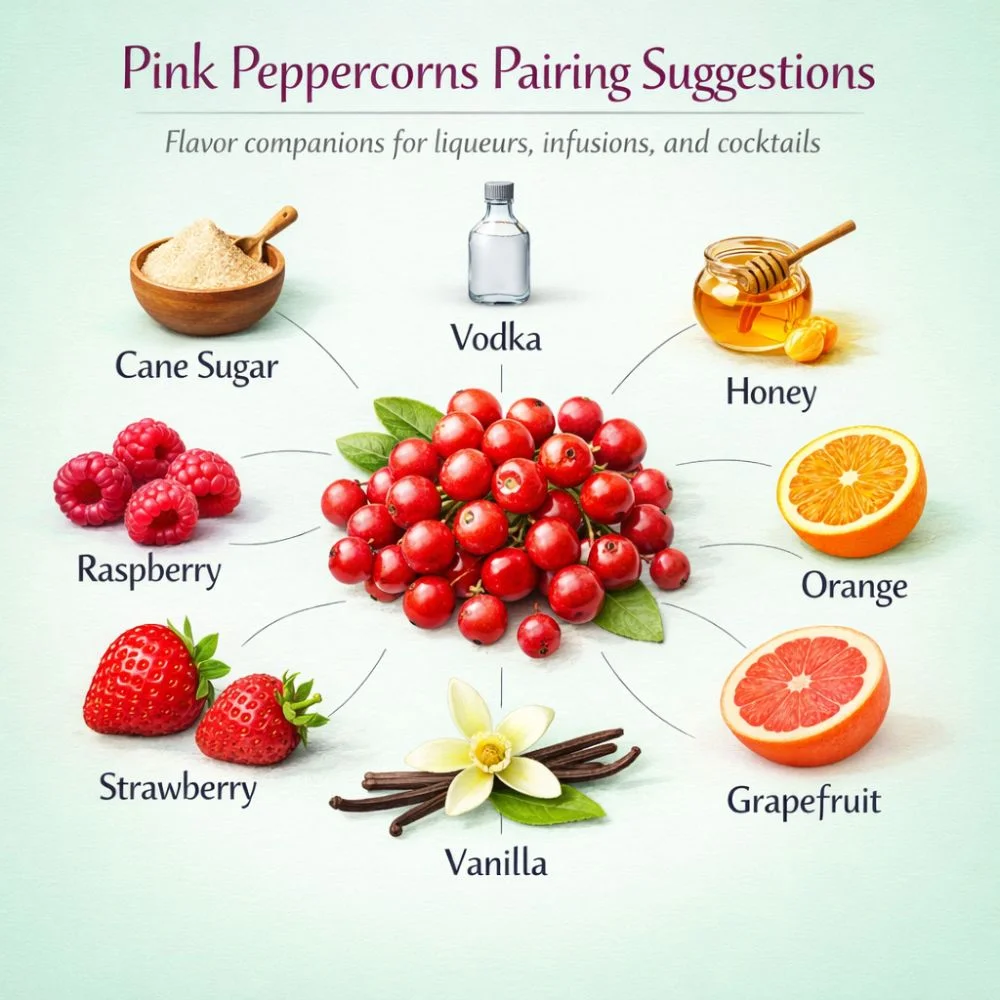 Peppercorns (Pink) pairing suggestions for liqueur making