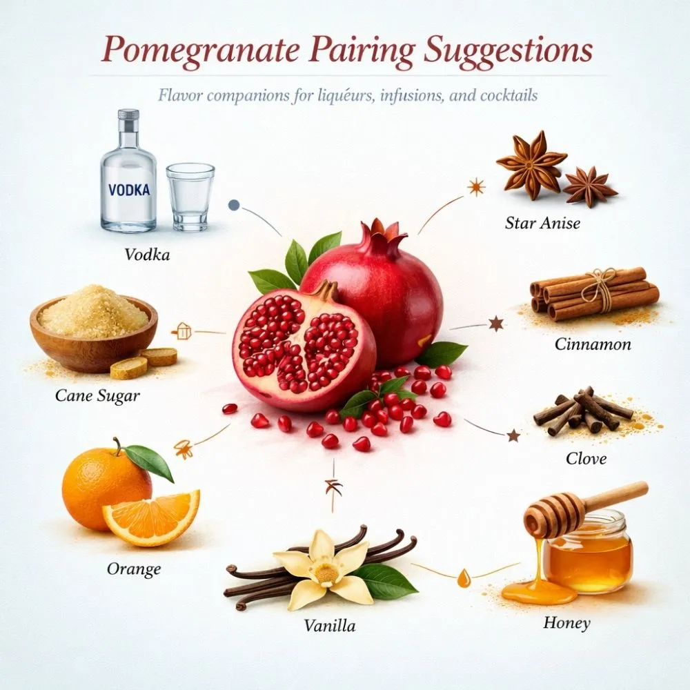 Pomegranate pairing suggestions for liqueur making
