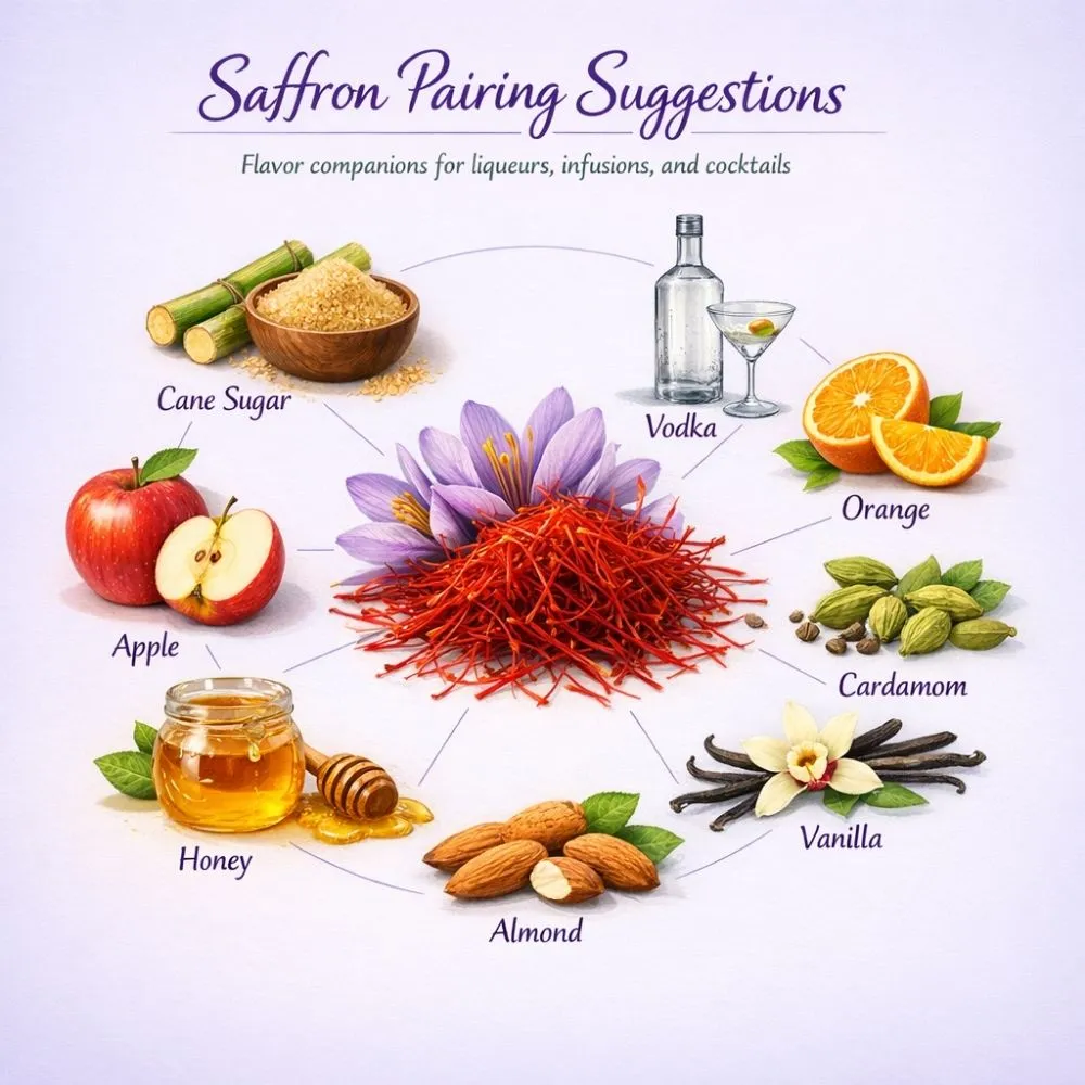 Saffron pairing suggestions for liqueur making
