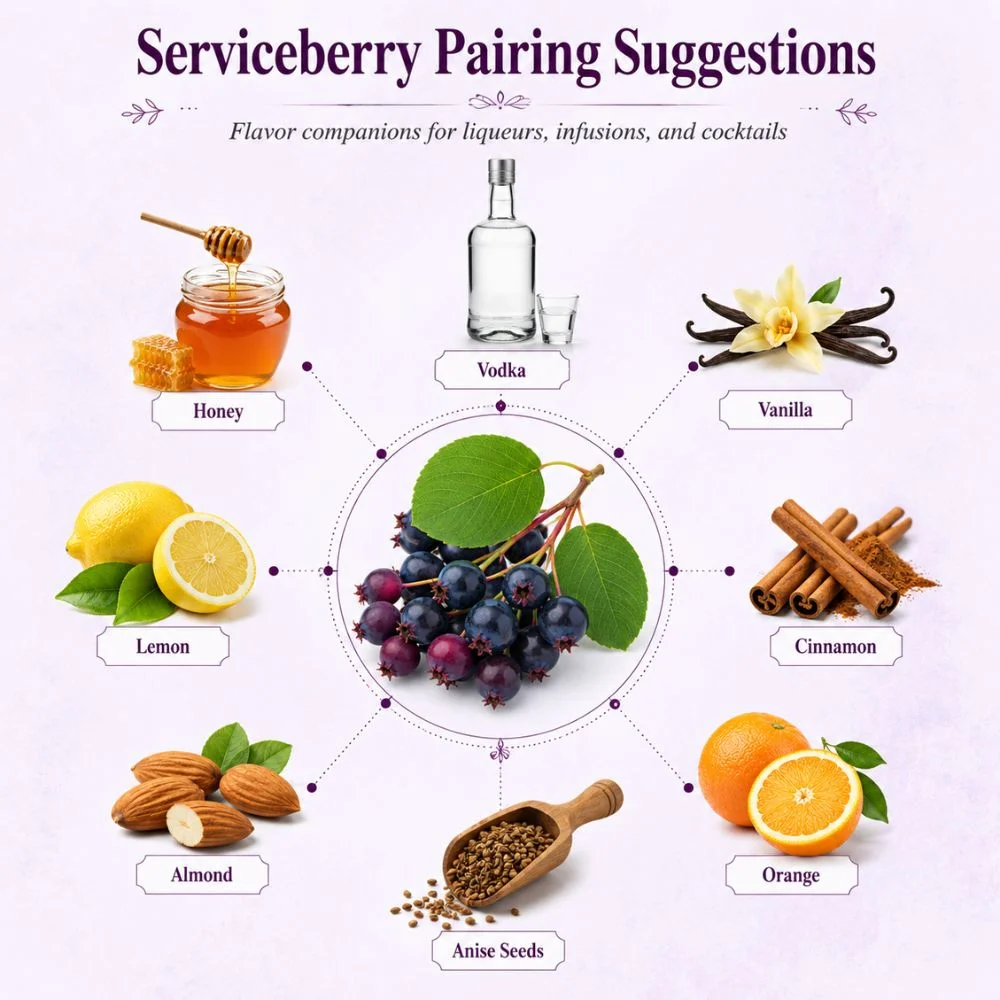 Serviceberry pairing suggestions for liqueur making