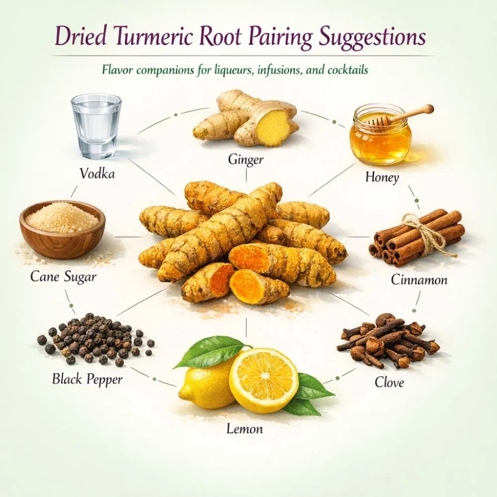 Turmeric Root (Dried) pairing suggestions for liqueur making