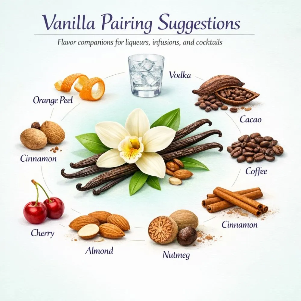 Vanilla pairing suggestions for liqueur making