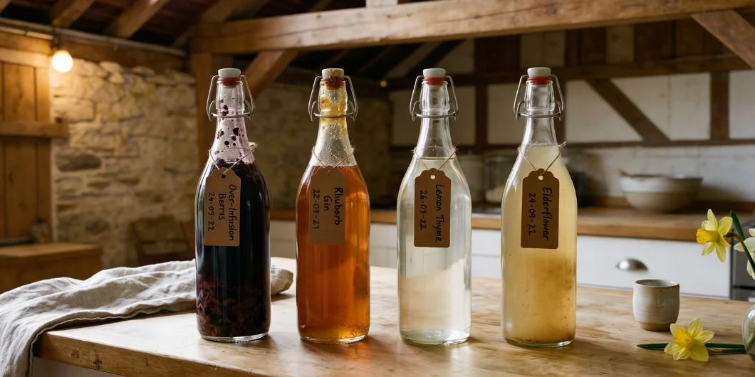 Common beginner mistakes in homemade liqueur making including over-infusion too much sugar weak flavor and cloudy bottles